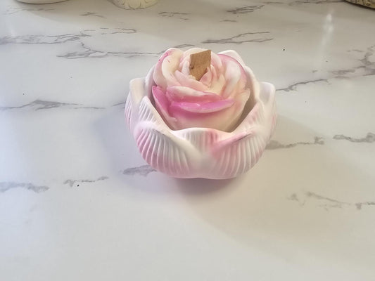 Handmade Rose Concrete Candle Holder, Jasmine Ylang Ylang Soy Candle